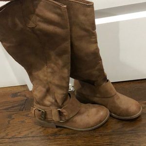 Brown faux suede boots